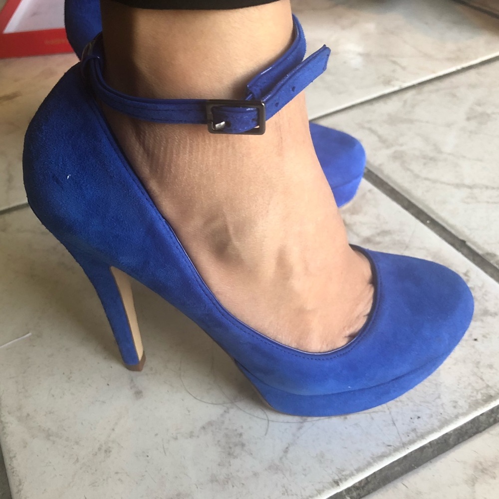 New! Aldo Platform Blue Suede Heels